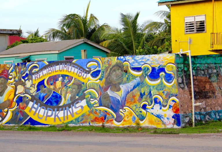 Garifuna mural in Hopkins village